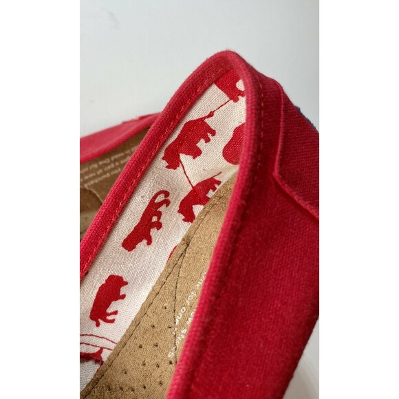 NEW TOM'S Women's 10 US Classic Red Alpargata Canvas SlipOn Shoes - Picture 3 of 10
